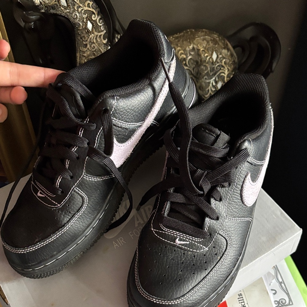 Nike Kids Black and White Air Force Sneakers